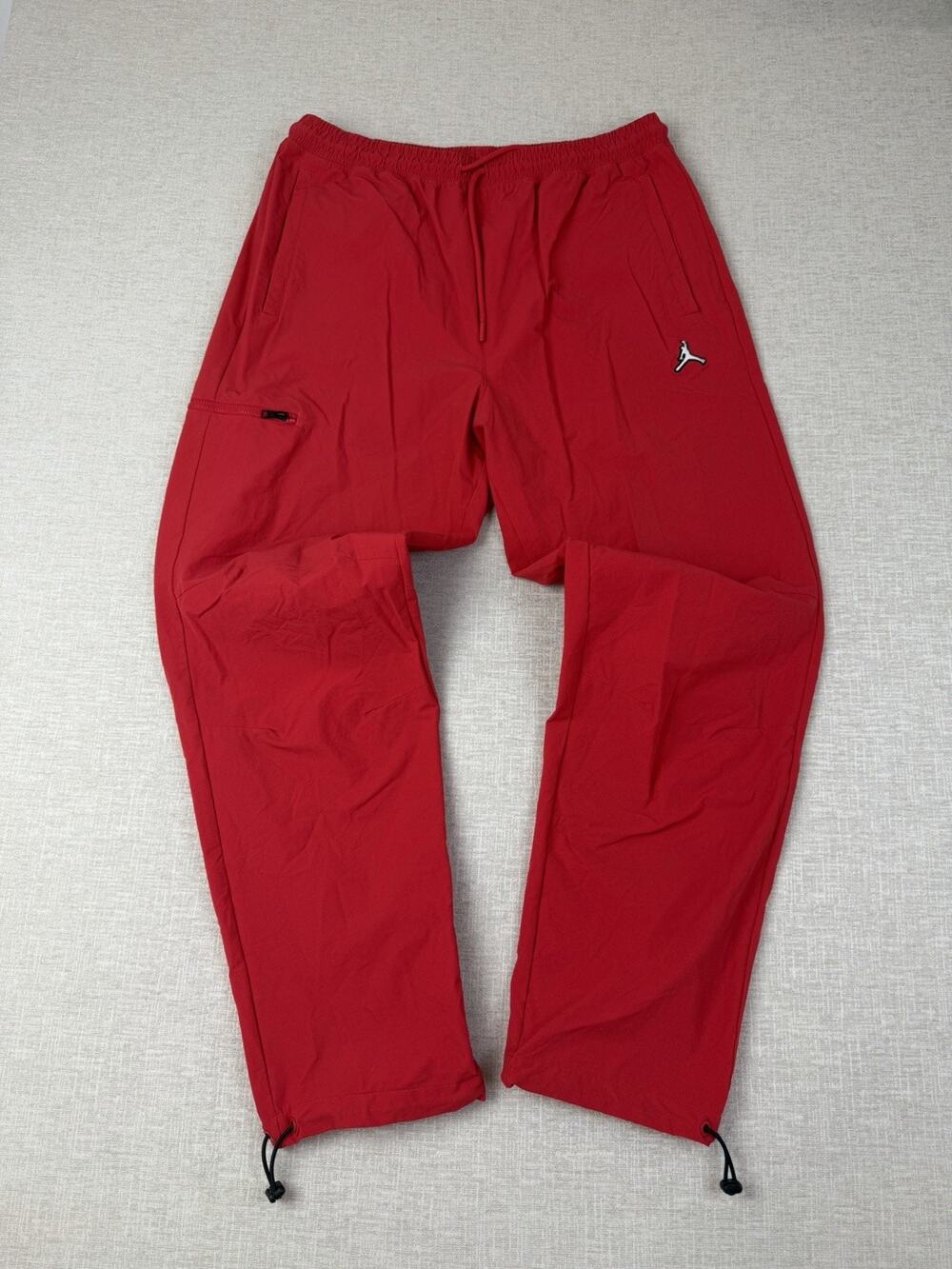 Jordan Mens Large Red Woven Track Pants Jumpman Nylon Stretch Drawstring